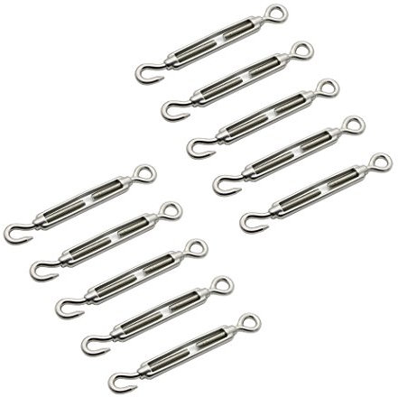 M5 304 acciaio inox gancio & occhio Heavy Duty tenditore fune metallica tensione per fune cavo, confezione da 10