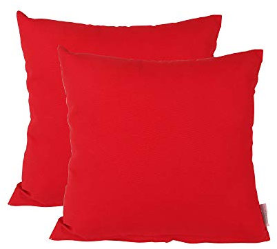 Edaygo Kissenbezug Kissenhülle Sofakissen Deko, Baumwolle, Hautfreundlich Atmungsaktiv, mit Reißverschluss, 2er-Set, 50 x 50 cm, Rot