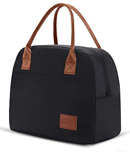 Moyad Kühltasche Klein Leicht Lunch Tasche Isoliertasche zur Arbeit Schule Lunchbag Faltbar Wasserdicht Reißverschluss 12L Schwarz