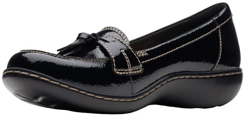 Clarks Ashland Bubble, Mocassino Donna, Plastica Verniciata Nera Crinkle, 41 EU