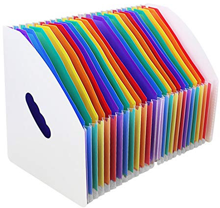 Marte Vanci Expanding File Folder, A4 Document Organiser, Plastic Accordion Filling Folders 24 Pockets Portable Desk Organiser Storage Holder for Office School Paperwork Letter Bill Receipt