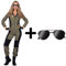 WILBERS & WILBERS W4902-36+B02531 grün-schwarz Damen Kampfpilot Fliegerkombi Overall mit Brille Gr.36