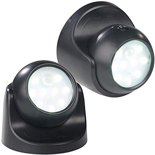 Luminea Kabellose LED Leuchte: 2er-Set kabellose LED-Strahler, Bewegungssensor, 360° drehbar,100 lm (Lampe Batterie, Beleuchtung, Lampen Bewegungsmelder)