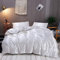 Omela Bettwäsche Set 155x220 Weiß Satin Uni Einfarbig Glanz Bettbezug 100% Glanzsatin Polyester Glatt Angenehm Sommerbettwäsche mit Reißverschluss Kissenbezug 80x80 cm