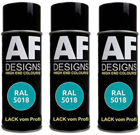 Alex Flittner Designs Spraydose RAL5018 TUERKISBLAU matt, matt | 3er Pack RAL Spraydosen a 400 ml pro Dose