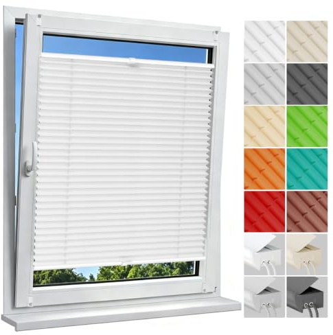 Allesin Plissee ohne Bohren Plissees Klemmfix Weiß 75x80cm(BxH), Plisseerollo Faltrollo mit Klemmträger, Jalousie Rollos für Fenster und Tür, Sichtschutz und Sonnenschutz
