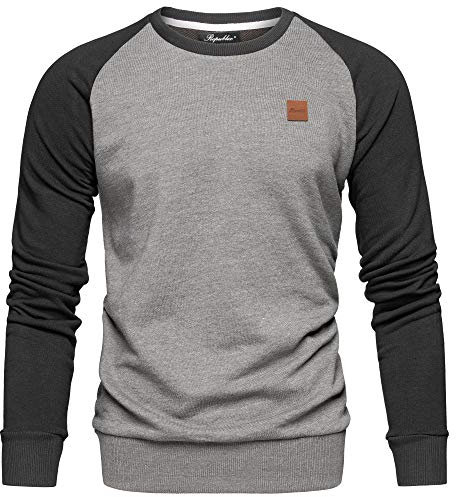 REPUBLIX Herren Basic College Sweatjacke Pullover Hoodie Sweatshirt R5040 Anthrazit/Schwarz L