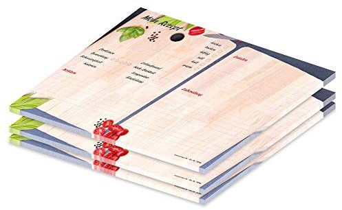 PRICARO Rezeptblock-quer Schneidebrett, A4, 25 Blatt, 3 Stück