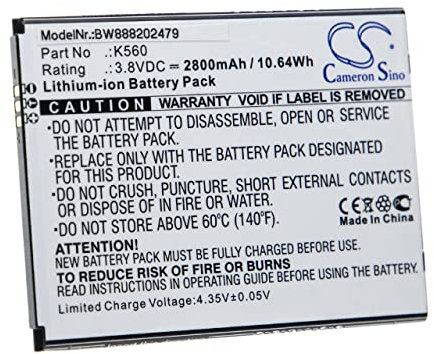 vhbw batteria compatibile con Wiko Y61, Y62, Y62 Plus smartphone cellulare (2800mAh, 3,8V, Li-Ion)