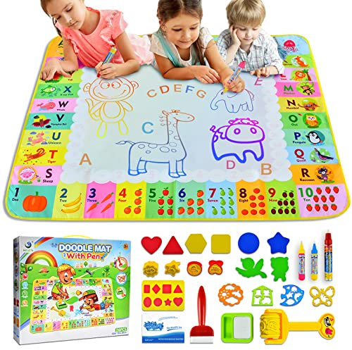 Cadeau Enfant 1-3 Ans - Tapis Dessin Eau Jouet Bebe 1 2 3 Ans, Jouets Educatifs pour Enfants Coloriage Géant Tapis de Peinture Cadeau pour Garcons Filles