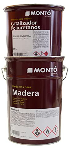 Montopol Transparente Brillo 40 + Catalizador Montopol MS. Barniz Poliuretano al Disolvente para Acabados Brillantes de Dos Componentes. Dureza, Tacto y Nivelación. (7,5L (5L + 2,5L))