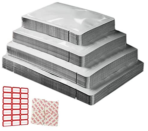 FWKTG Alubeutel 100 Stück Vakuumbeutel Verpackung für Lebensmittel Mylar-Beutel, Mylar-Folien-Heißsiegelbeutel für die Lagerung von Lebensmitteln Kaffee-Teebohnen (Blanco : 20 * 30cm)