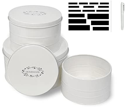 Brightalk 3 Container Cake Cookie Tin Set, Homemade Baked Good Storage Nesting Container Set