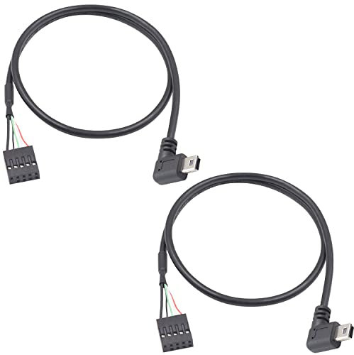 Duttek Mini USB auf USB Header Dupont Kabel, Mini USB Stecker auf 9 polige Buchse, USB Header, PCB, Motherboard, Dupont USB Verlängerungskabel, 50 cm, 2 Stück