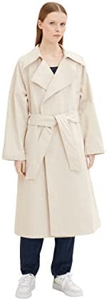 TOM TAILOR Denim Damen 1035318 Oversized Trenchcoat mit Gürtel, 13808-Creme, L
