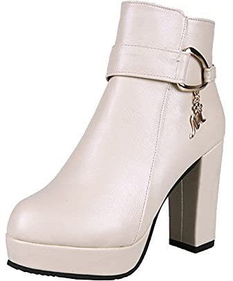 NOAGENJT Sandali Scarpe robuste Stivali corti con cerniera alta Tacchi Stivali da donna traspiranti alla moda retrò Stivali 883