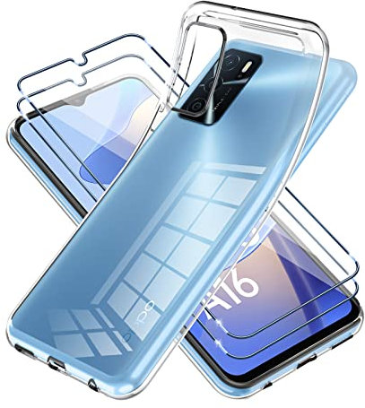 Vauki Hülle für Oppo A16/A16s/A54s mit 2 Stück Schutzfolie, Ultra Transparent Silikon Handyhülle Weiches TPU Durchsichtig Case für Oppo A16/A16s/A54s, 9H Gehärtetes Glas (6.52 Zoll)