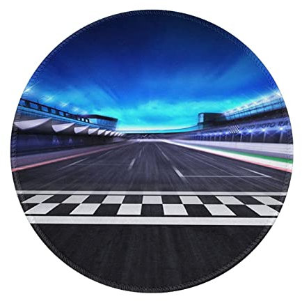 Race Track Round Mouse Pad, Non-Slip Rubber Base Small Mouse Pad, Suitable for Games, Computer Laptop, 7.9x7.9 Inches.