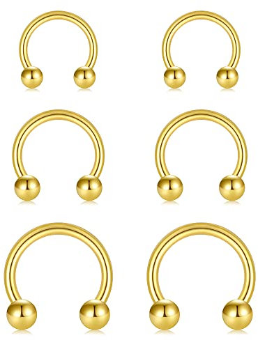 10er Hufeisen Nasenpiercing Lippenpiercing 1,2mm Gold Piercing Nase Lippe Helix Tragus Daith Ring 8/10/12mm
