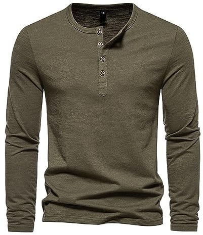NOAGENJT Shirts for Men Adult Long Sleeve Formal Mens Pullover Turtleneck Tops Jumpers Cotton Long Sleeve Slim Fit T-Shirts Green