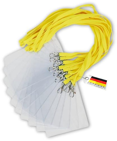 Schlüsselbänder aus Baumwolle mit Ausweishülle DIN A6 - twist4® (gelb, 100 Stück)