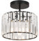 ZYDTRIP Crystal Ceiling Light Fixture Semi Flush Mount Ceiling Lamp Modern Black Crystal Chandelier for Living Room Hallway Dining Room Kitchen