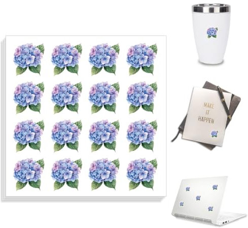 Peacoblue 320 Stück wasserfeste selbstklebende Aufkleber 1,78 x 2cm Hortensie für Scrapbooking Planer Kalender Journaling Geschenk Dekor Klassenzimmer Belohnungen Laptop, lustige Vinyl-Aufkleber