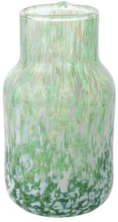Widdop and Co Hestia Vase en verre vert avec dessus conique – 13 cm x 7 cm x 7 cm – Beau design – Petit vase décoratif pour fleurs, maison, cuisine, bureau, vase à bourgeons