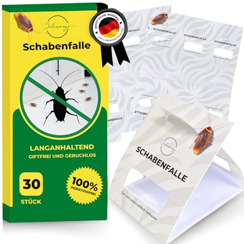 Jalawango Premium Schabenfalle | 30 STK | Premium Kakerlaken Falle zur Schaben Bekämpfung | Gift freie Klebefalle gegen Schaben Küchenschaben Falle Küchenschaben Bekämpfung | Mittel gegen Kakerlaken