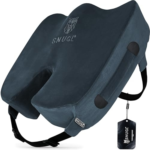 SNUGL Coccyx Seat Cushion – Orthopedic Memory Foam Pillow for Desk Chair, Gaming, Wheelchair, Car Seat, Postpartum & Pregnancy, Hemorrhoids Treatment, Ergonomic Office Chair Back Support