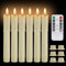 MI CASA Drip Wax Flameless Flickering Taper Candles with Remote Control, Timer, Dimmer, 3D Wick Light Ivory Window Candles Battery Operated Pack of 12, Christmas Home Wedding Decor (0.78 X 6.69 Inch)