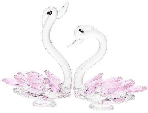 Levemolo 2pcs Crystal Swan Figurine Statue Swan Ornaments Home Decor Decor for Wedding