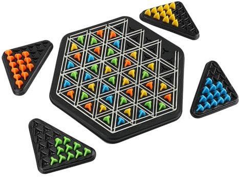 Chain Triangle Chess Game, Chain Triangle Game Interactive Geometric Game Educational Wavelength Board Game Strategy Brain Triggle Elastic Rubber Band Game for Kids Adults Family Gatherings