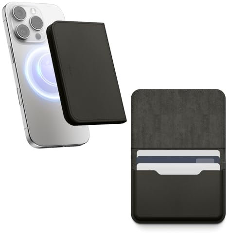 elago Magnetic Vegan Leather Wallet Card Holder 3-Cards Compatible with MagSafe for iPhone 17/16/15/14/13/12 Series - Secure Phone Wallet, Scratch and Damage Protection (Black)