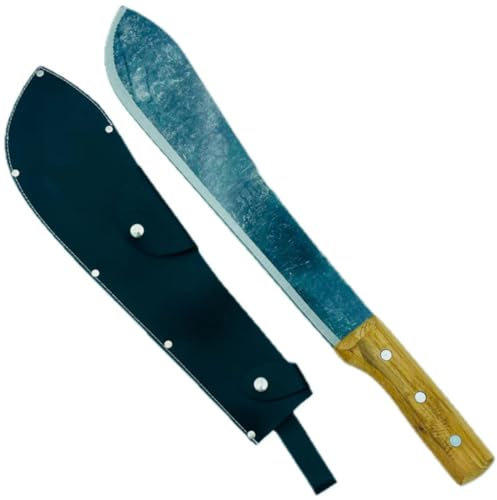 Machete Professionale con Fodero - Lama in Acciaio e Manico in Legno - Strumento da Taglio Outdoor Resistente per Campeggio (Art. 317 Machete)