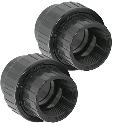 HAF® Lot de 2 raccords vissés en PVC avec manchon adhésif de 63 mm x filetage intérieur de 2 | Adaptateur en PVC U gris pour tuyaux de piscine et toutes les tuyauteries | Qualité : fabriqué en Europe