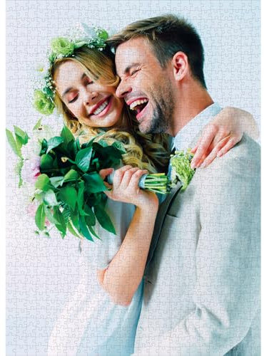 HUADADA Custom Puzzle, Personalised Jigsaw 300/500 /1000 Piece and Personalised Jigsaw Puzzle 1000 Piece Freeze Happy Moments - for Family, Wedding, Graduation, Birthday, Pet (1000pieces-vertical)