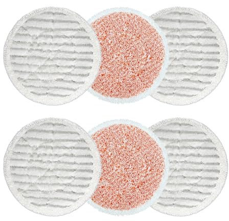 6 Pack S6002UK S7201UK S7000 S7001 Shark Steam and Scrub Mop Pads Replacement for Shark Steam Mop,Resuable Washable Steam & Scrub All-in-One Cleaning Pads(4 Scrub Pad+2 Heavy Duty Scrub Pads)