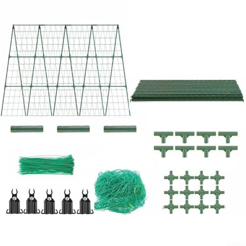 Juego de enrejado de pepino de metal en forma de A, estructura de soporte para plantas de jardín, ancho ajustable, tubo de acero para plantas trepadoras (120 x 160 cm)