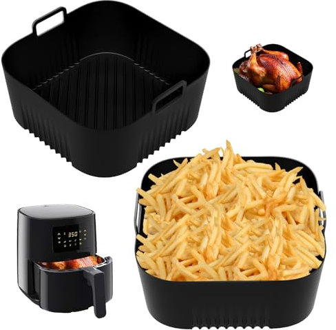 Pack of 2 Hot Air Fryer Accessories, Airfryer Accessories for Philips Essential HD9252 HD9200 HD9255 4.1L Airfryer Silicone Mould Reusable Air Fryer Silicone Insert - 16 x 16.5 x 8 cm