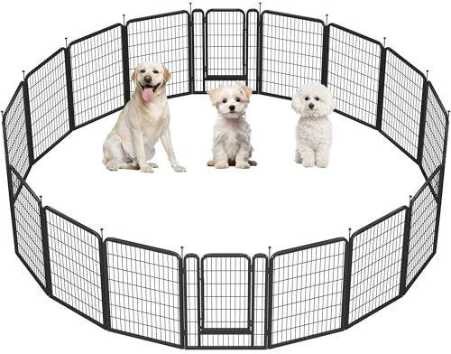 Yaheetech Welpenlaufstall 16-teilig 100cm, Hundezaun mit 2 Türen, Einteilige Verriegelung, Verbindungsstangen mit rundem Kopf, Faltbare Freilaufgehege für Hunde Wohnung und Garten, Aufbau werkzeugfrei