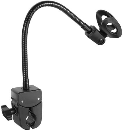 PATIKIL Gooseneck Desk Mic Stand, 12 Long Flexible Microphone Arm Stand with Mic Clip 28-40mm Range for Live Streaming Podcasting Radio Lectures Singing, Black (Style 5)