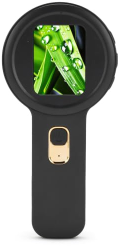 Tragbare Digitale Lupe mit LED-Beleuchtung, 200-fache Vergrößerung, Handheld-Digitalmikroskop mit Dual-Lichtquelle, 2-Zoll-HD-Bildschirm, 4TB-Speichererweiterung (Schwarz)