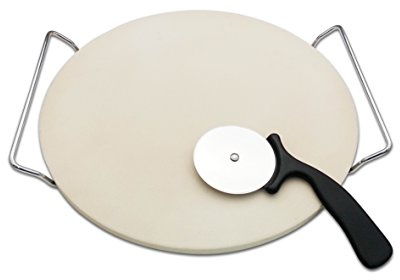 13 Inch Round Pizza Stones for Grill and Oven, Cordierite Baking Stones Set with Serving Rack & Cutter, Durable and Safe Cooking Stone Pan for Bread,Pizza and Meat