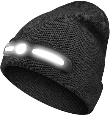 Yulokdwi Leuchtende Mütze - 3 Modi Stirnlampe Beanie,Wiederaufladbare Kopflampe Mütze Für Damen Herren Erwachsene Kinder Winter Wandern Outdoor Camping Radfahren - Nacht FahrradWandern Camping Outdoor