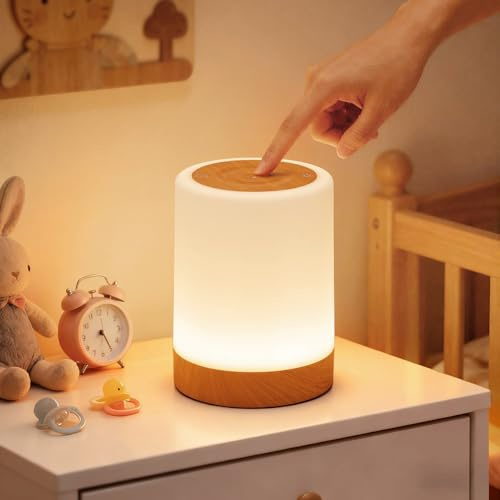 Bonsery Nachttischlampe Touch Dimmbar, 3000mAh Akku Nachtlicht Kinder USB Aufladbar mit 256 Farben & 4 Modi, Tragbare Touch Lampe mit Timer & Haken, Stilllicht Dimmbar für Baby Mütter Stillen Schlaf