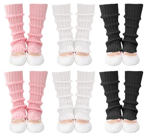 scenicamp 6 Pairs Ballet Leg Warmers for Girls Toddler Teens Women Stirrup Ankle Warmers Y2K Fashion Knitted Socks for Dance Practice Yoga Lolita Costume