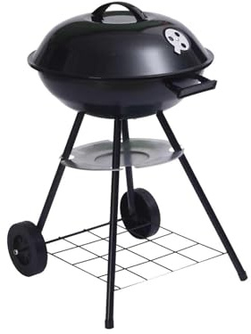 JARDIN202 Tragbarer Holzkohlegrill Dakota | runder Kugelgrill im Kettle-Stil | Outdoor, Garten und Camping | Grill Ø 45 cm | Schwarz