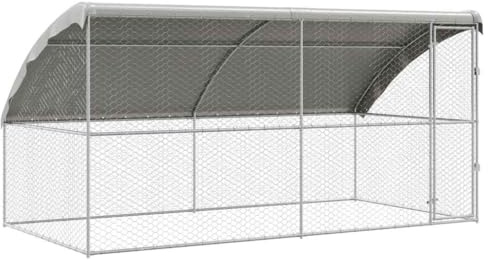 vidaXL Hundekäfig 2 pcs Silber 4 x 2 x 2 m Verzinkter Stahl, Stilvolles Hundehäuschen, wetterfest, robust, minimalistisches Gehege, großer Stahlkäfig für Hunde