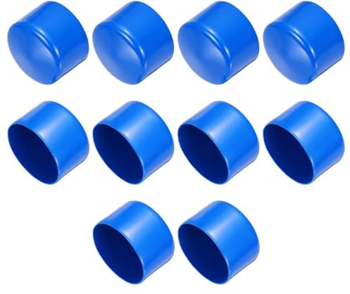 QUARKZMAN 10 Stück Gummi Endkappen 65mm PVC Kunststoffkappe Schutzkappen Abdeckung Fußkappen für Stuhlbeine Tischbeine Möbel Schrauben Bolzen Gewinde Metallstäbe Rohr Zaunpfosten Blau